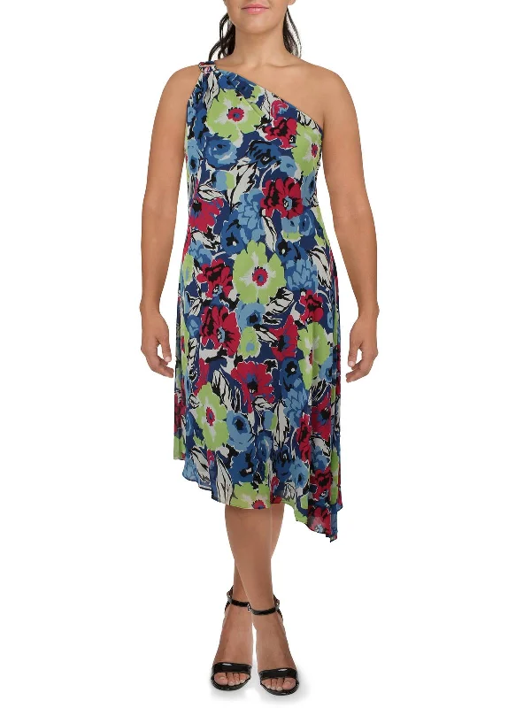 Georgette Womens Floral Print Chiffon Midi Dress