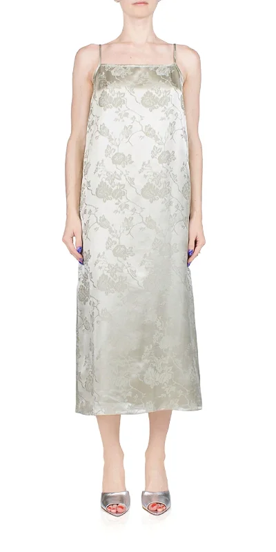 Jacquard Slip Midi Dress In Ash