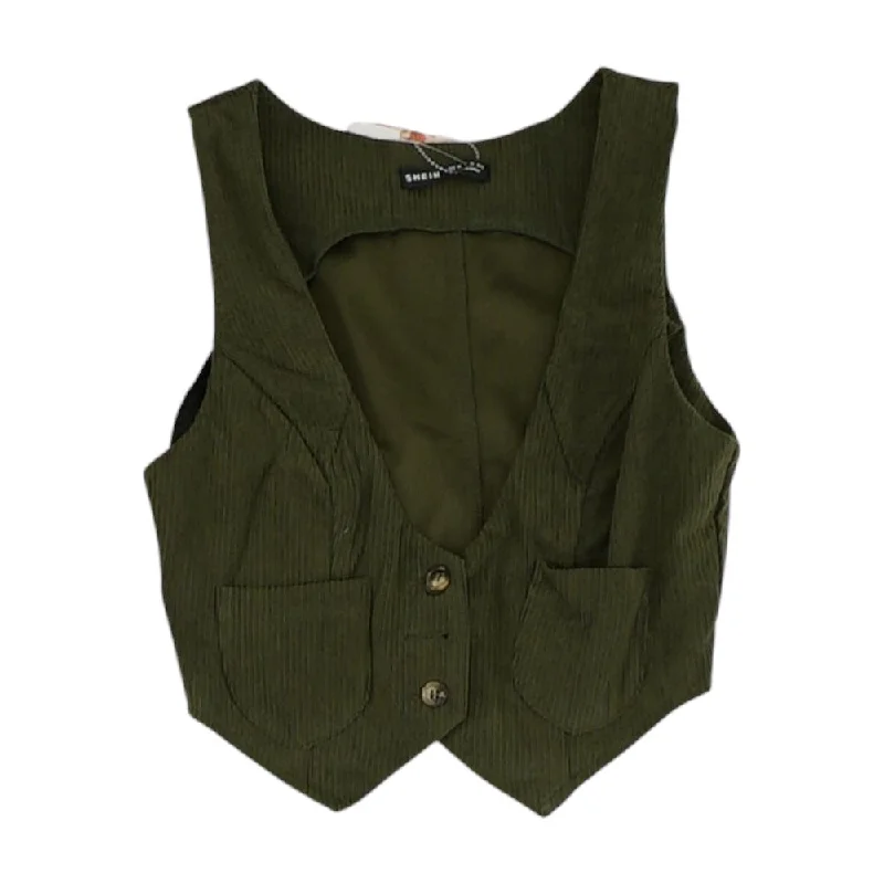 Green Solid Suit Vest Vest