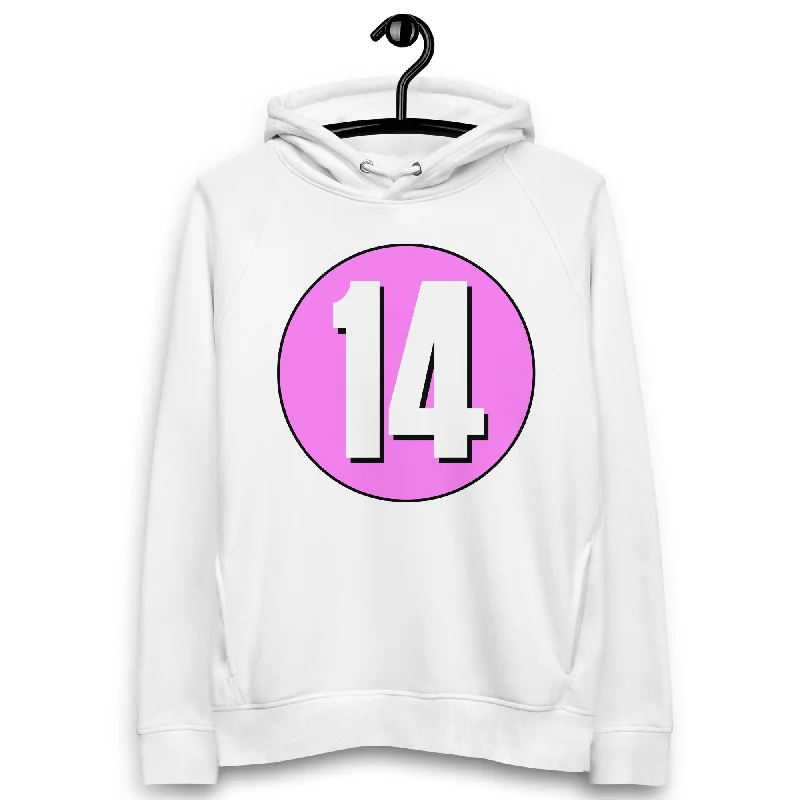 Unisex pullover hoodie: White on Pink 14