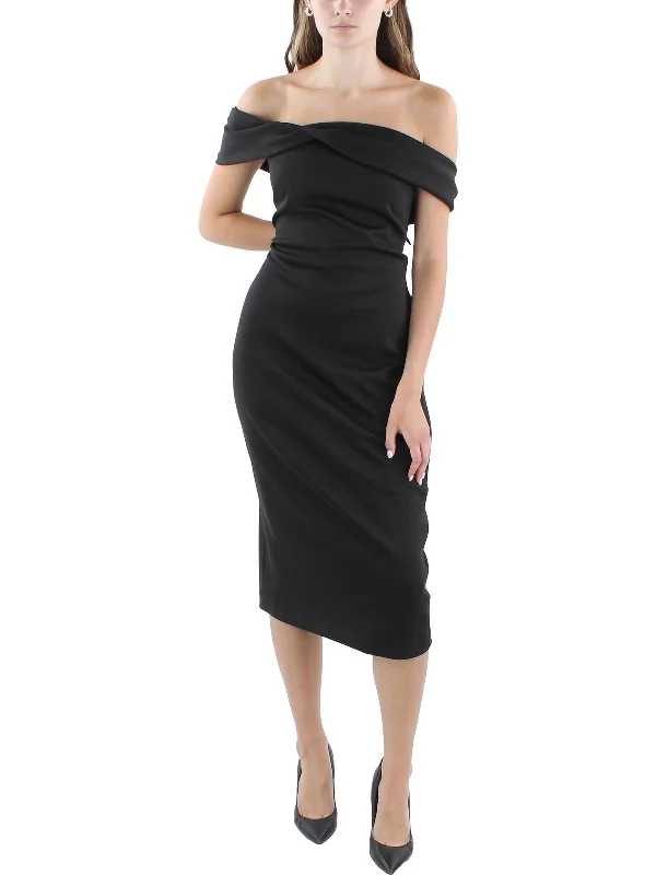 Womens Solid Polyester Wear To Work Dress