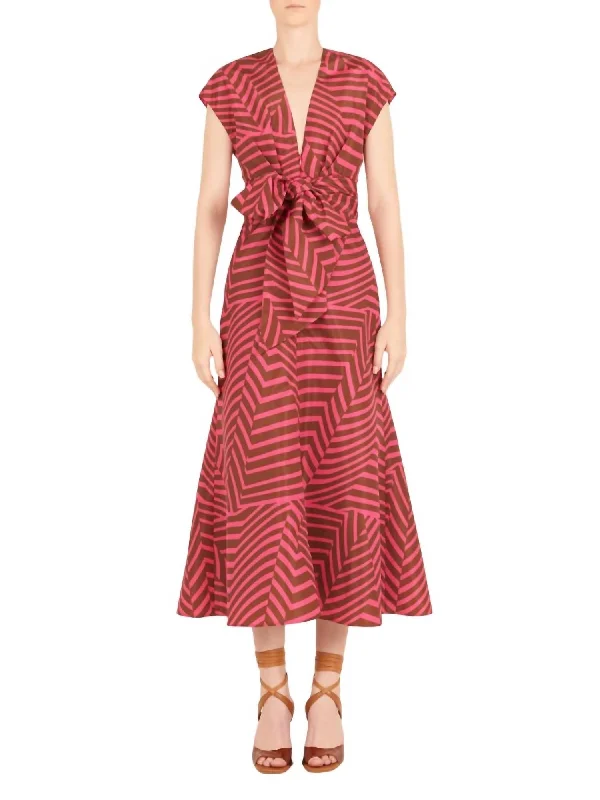 Toledo Dress In Fuchsia Cacao Abstract