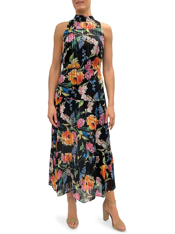 Womens Floral Calf Midi Dress