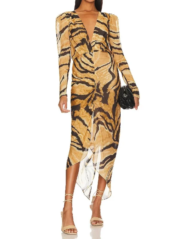 Astrid Dress In Tiger Print