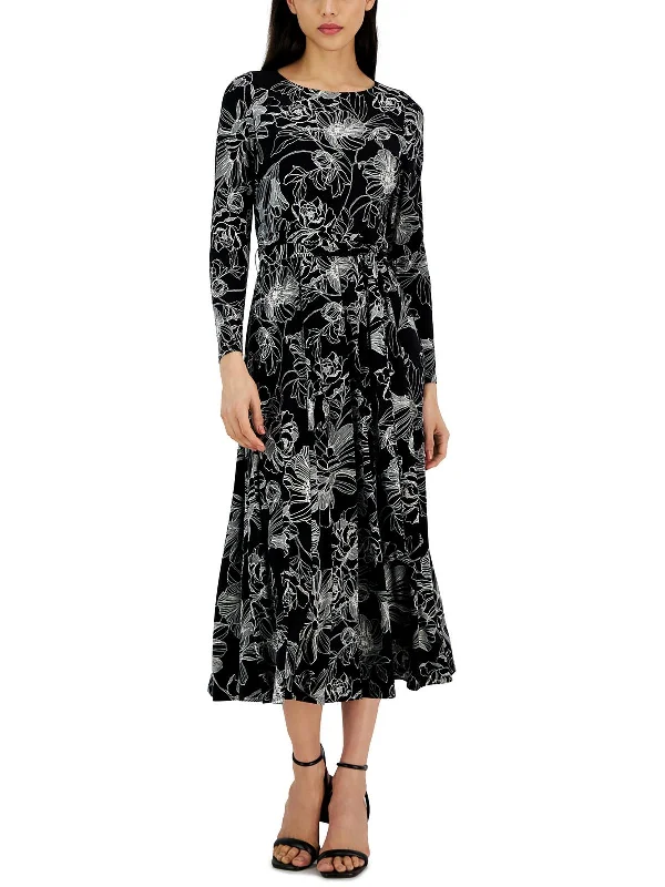 Womens Floral Print Polyester Maxi Dress