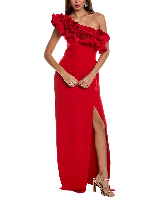 Rene Ruiz One-Shoulder Column Gown