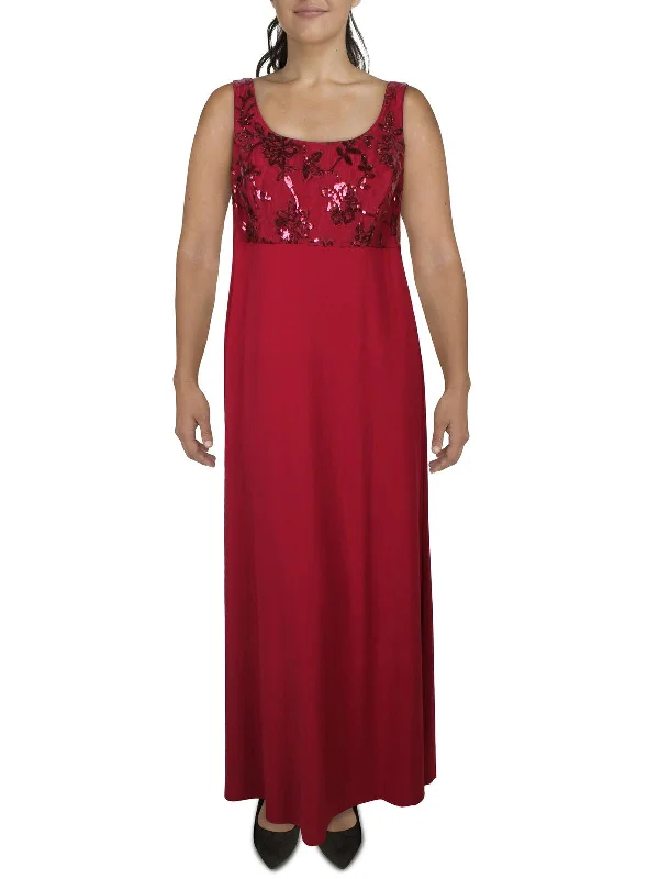 Plus Womens Sequined Long Evening Dress