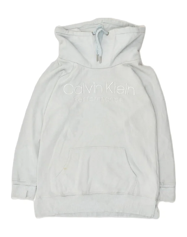 CALVIN KLEIN Womens Oversized Roll Neck Sweatshirt Jumper UK 10 Small Blue