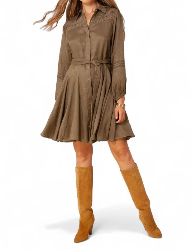 Floriana Belted Dress In Olive