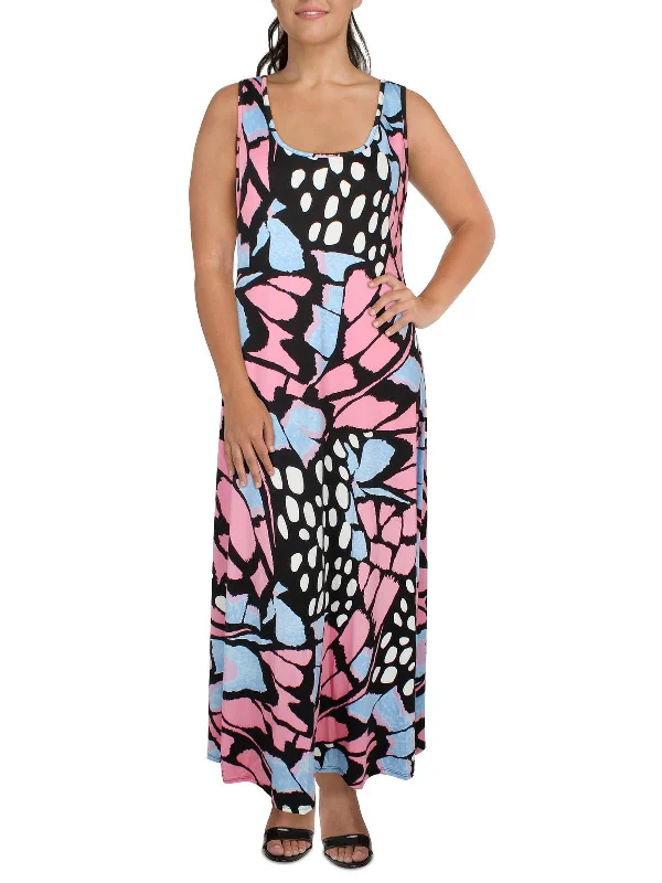 Plus Womens Printed Long Maxi Dress