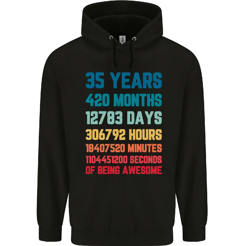 35th Birthday 35 Year Old Mens 80% Cotton Hoodie