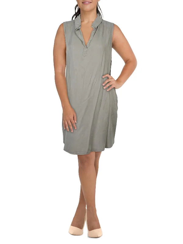 Plus Womens Tencel Above Knee Tunic Dress